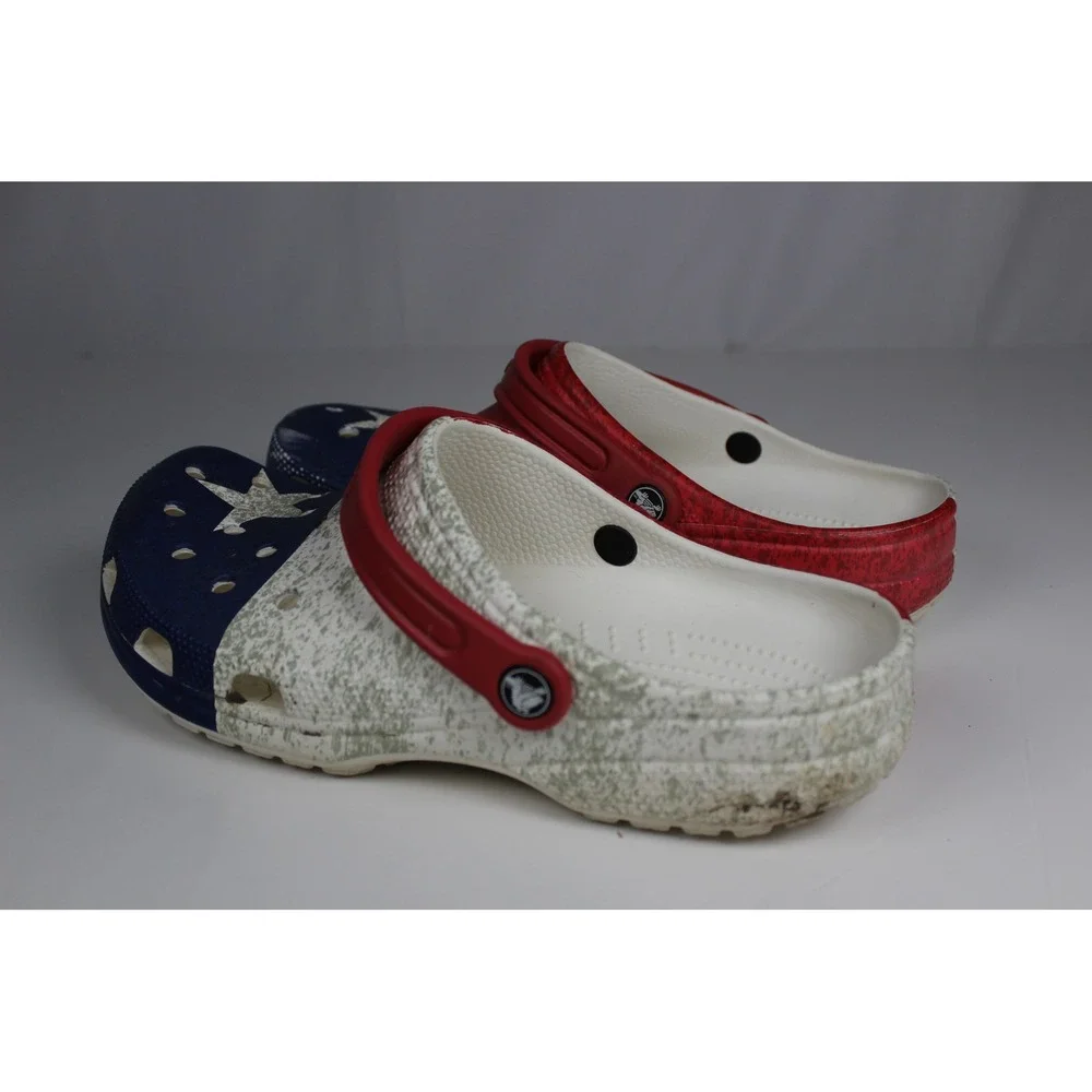 Crocs Classic Texas State Flag Clogs Red White Blue Distressed Patriotic Shoes